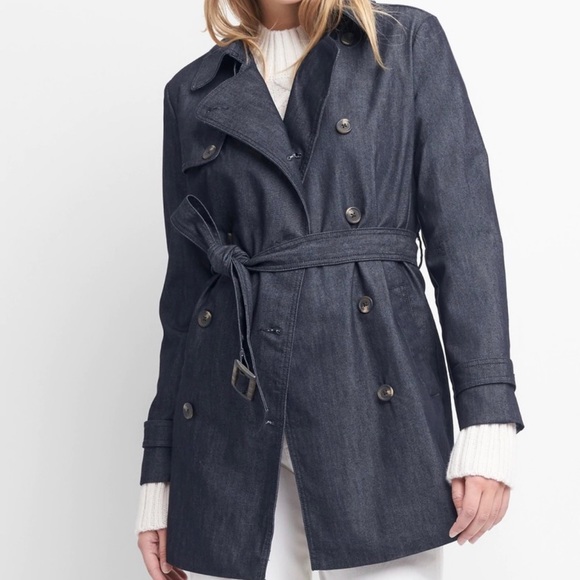 Gap denim navy trench coat, size M - Picture 2 of 3